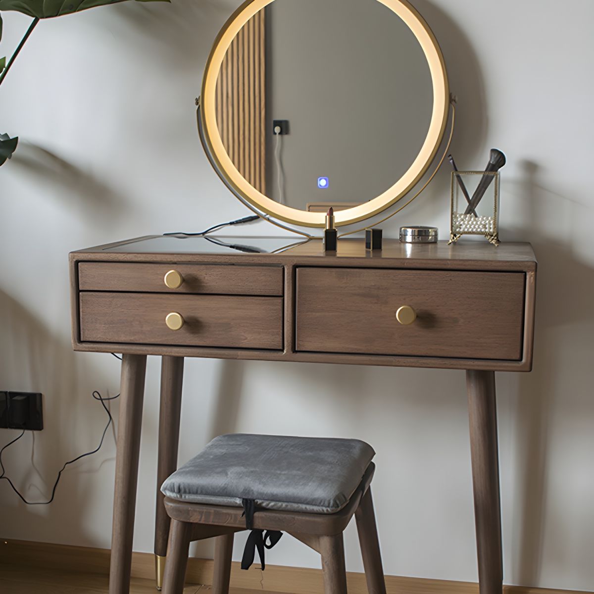 Dressing Table with Stool and LED Touch screen Light
