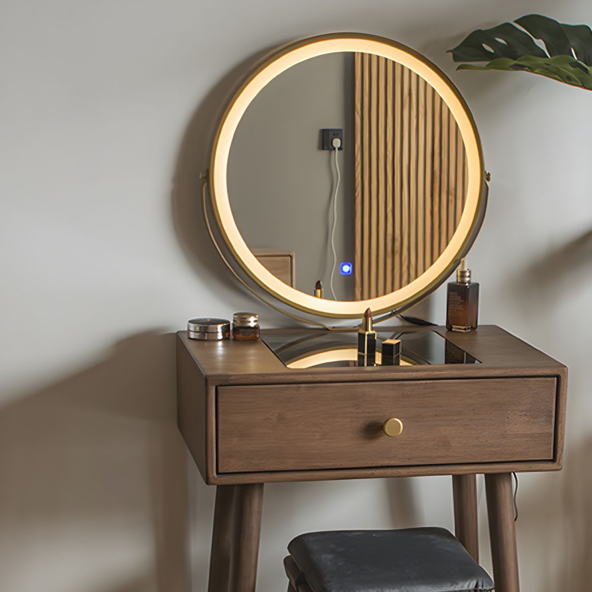 Dressing Table with Stool and LED Touch screen Light