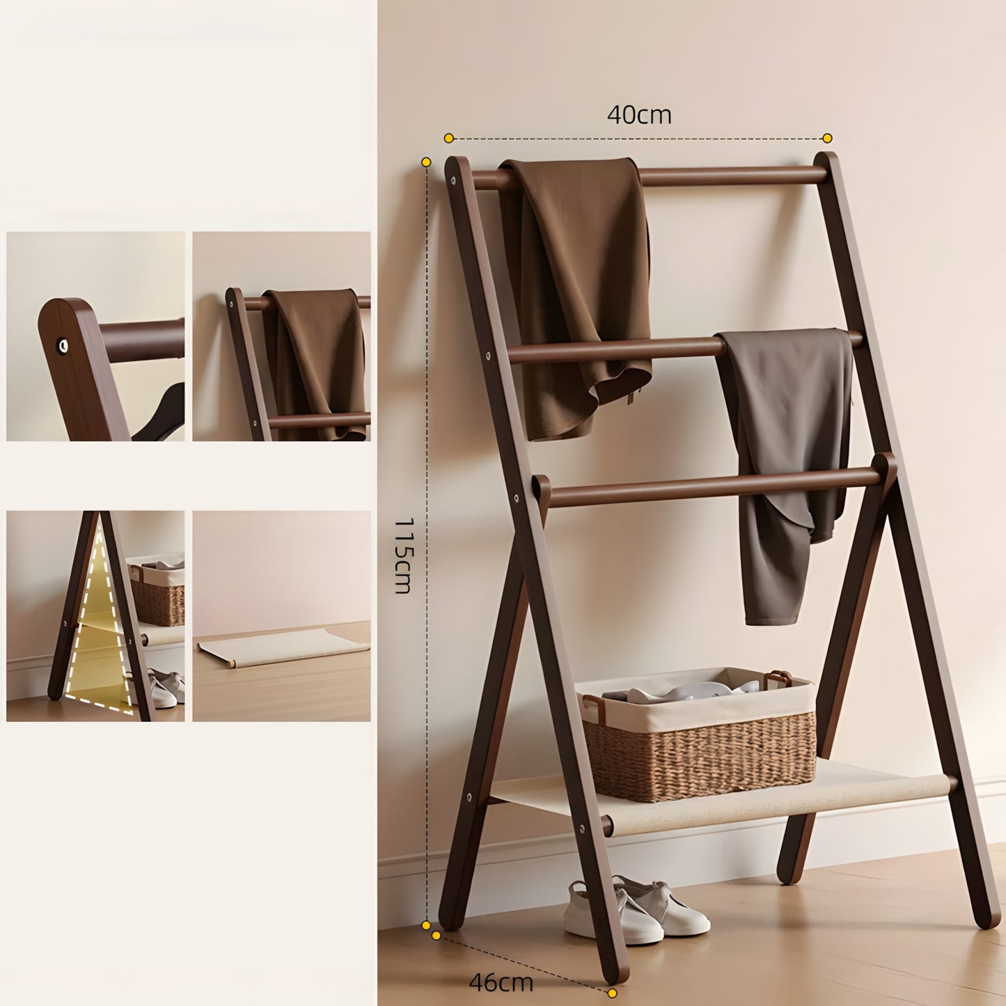 Solid Wood Clothes Rack