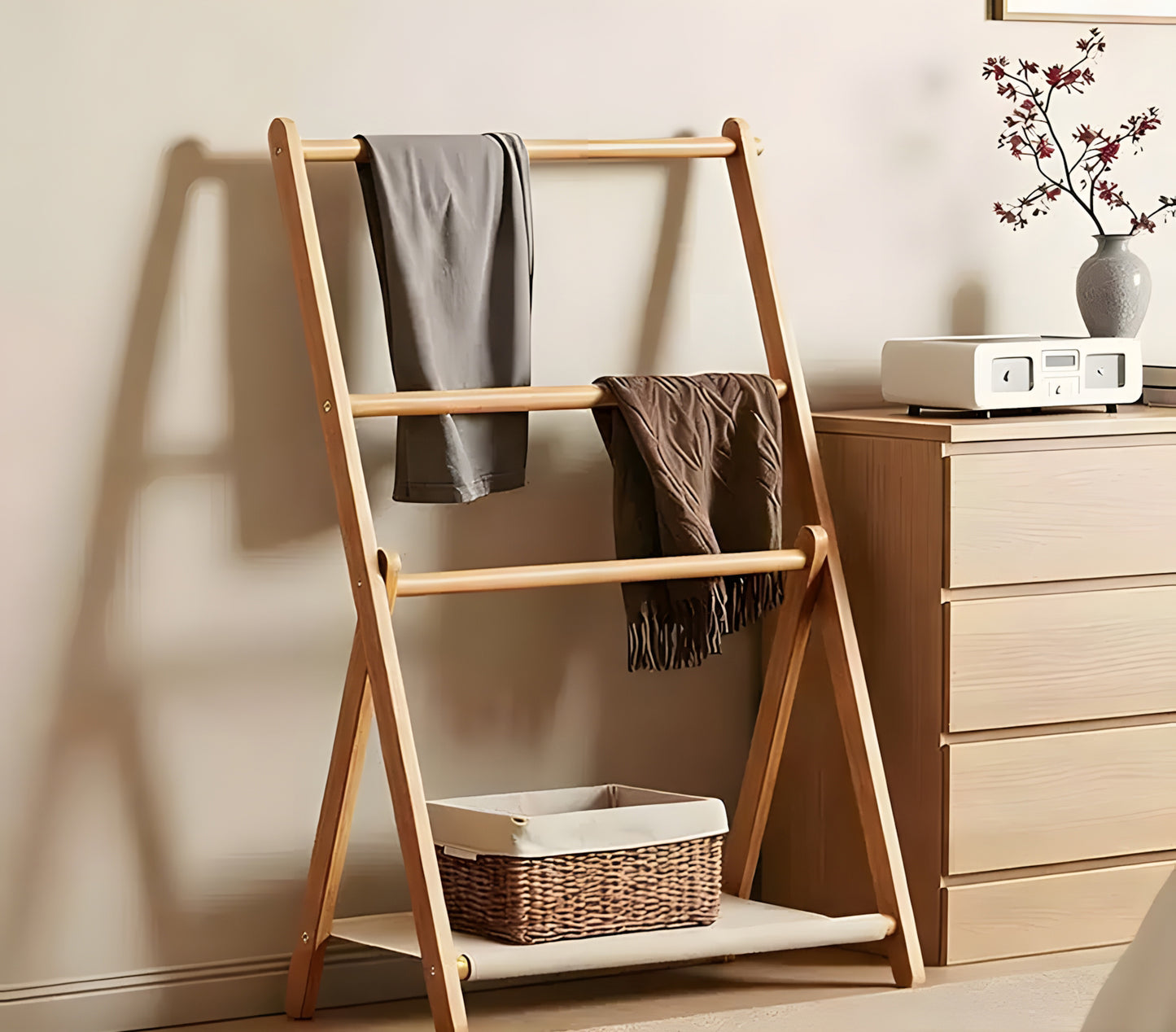 Solid Wood Clothes Rack