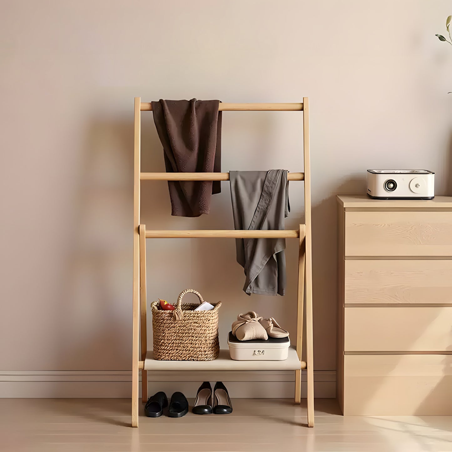 Solid Wood Clothes Rack