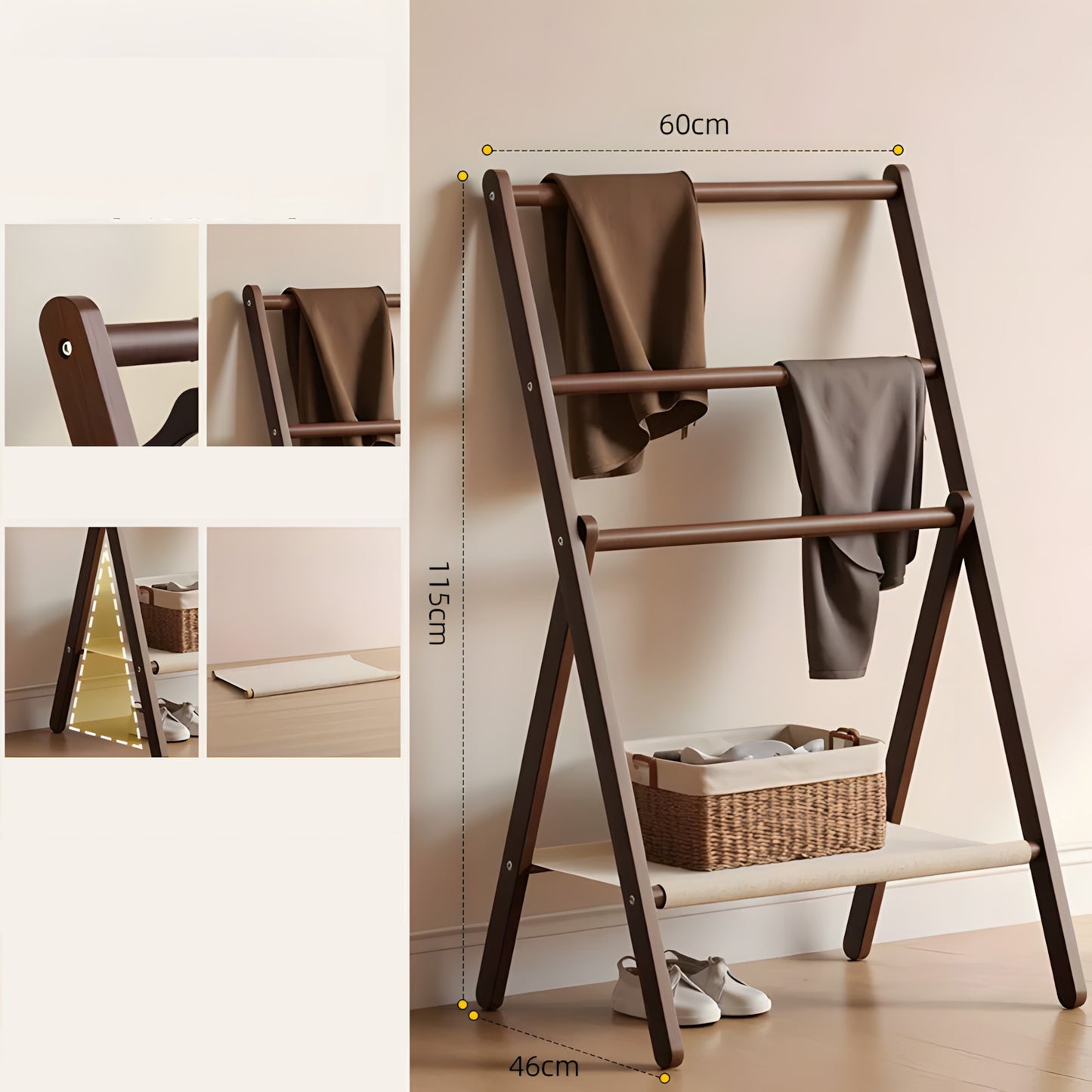 Solid Wood Clothes Rack